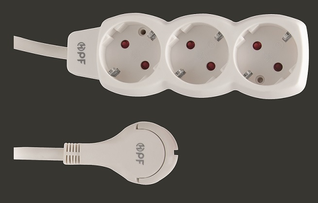 Superflach-Stecker, 3-fach Steckdose mit 3 m Verlängerung weiß