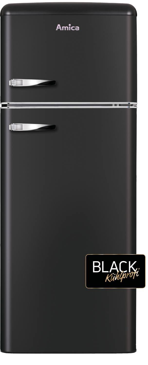 Kühl--Gefrierkombination im Retro Design, 144 cm Höhe, matte black
