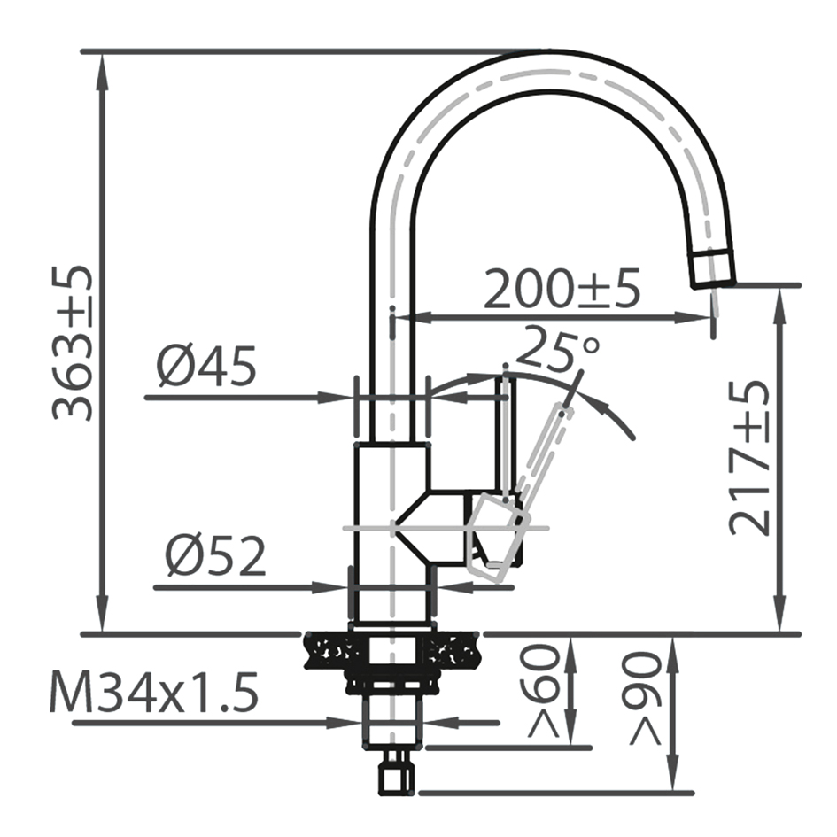 CARESSI Armatur 002 ECO, CABL002BK ECO, schwarz