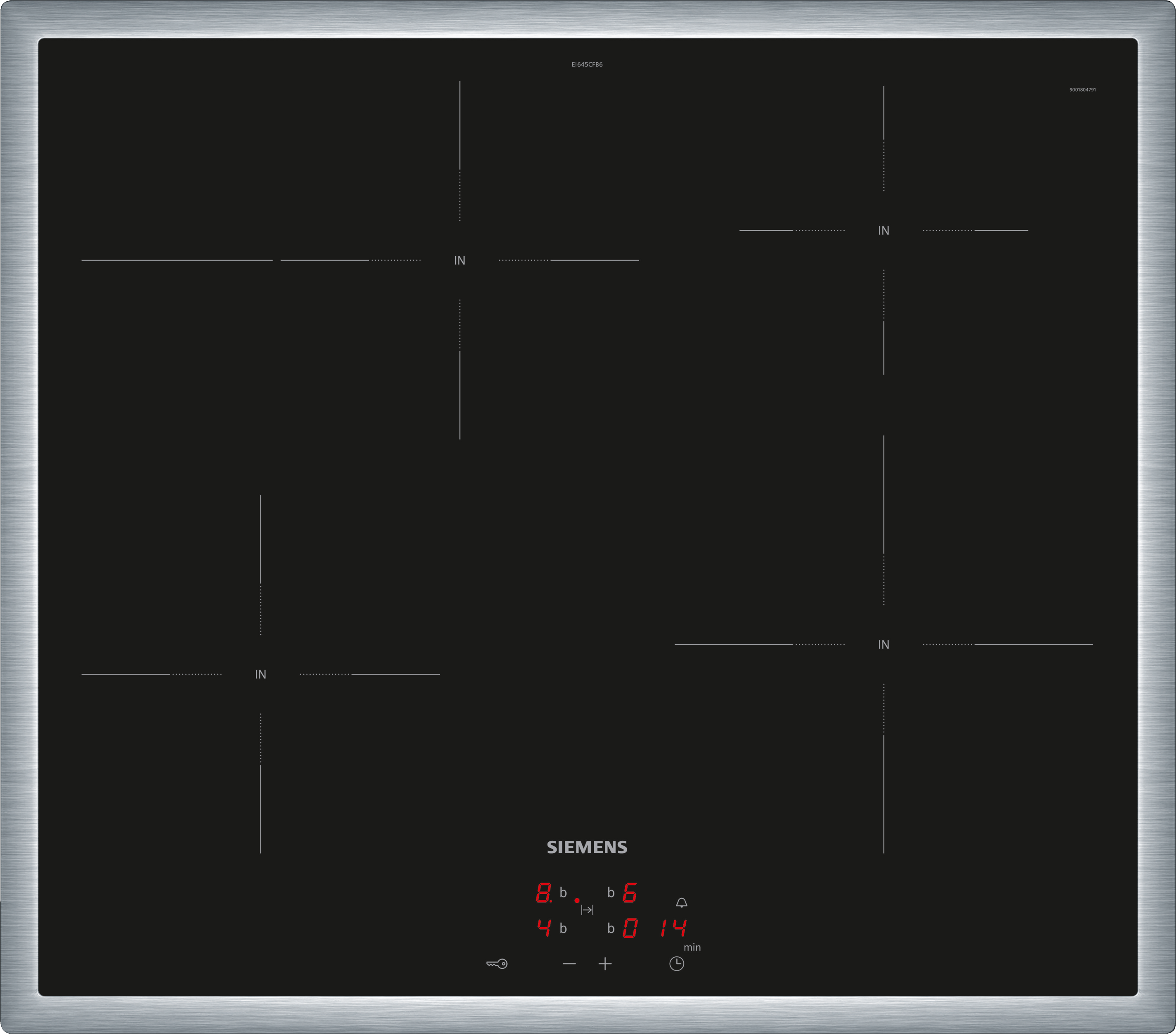 EI645CFB6E, iQ300, Induktionskochfeld, 60 cm, herdgesteuert, Schwarz, Mit Rahmen aufliegend EI645CFB6E, iQ300, Induktionskochfeld, 60 cm, herdgesteuert, Schwarz, Mit Rahmen aufliegend