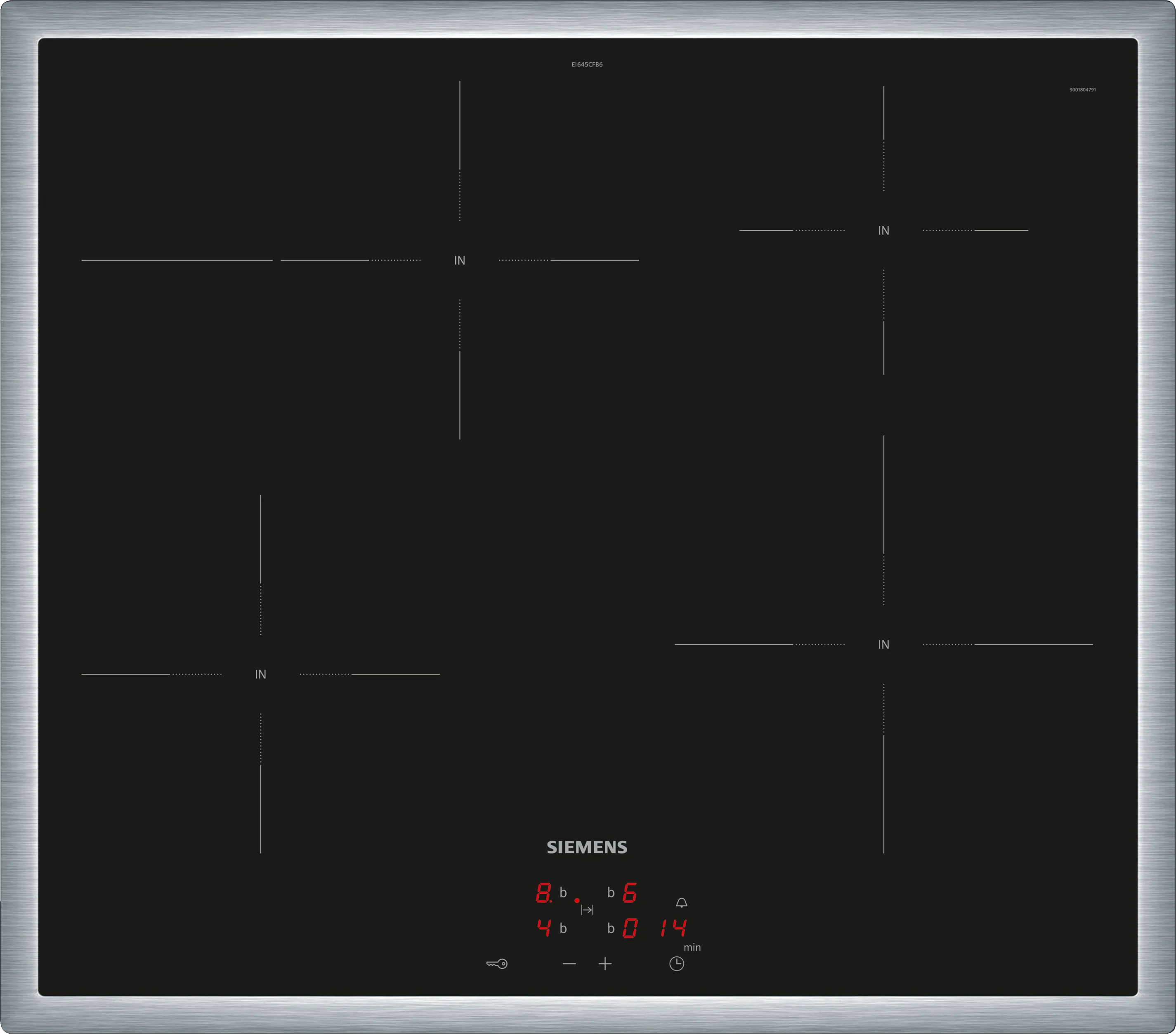  EI645CFB6E, iQ300, Induktionskochfeld, 60 cm, herdgesteuert, Schwarz, Mit Rahmen aufliegend