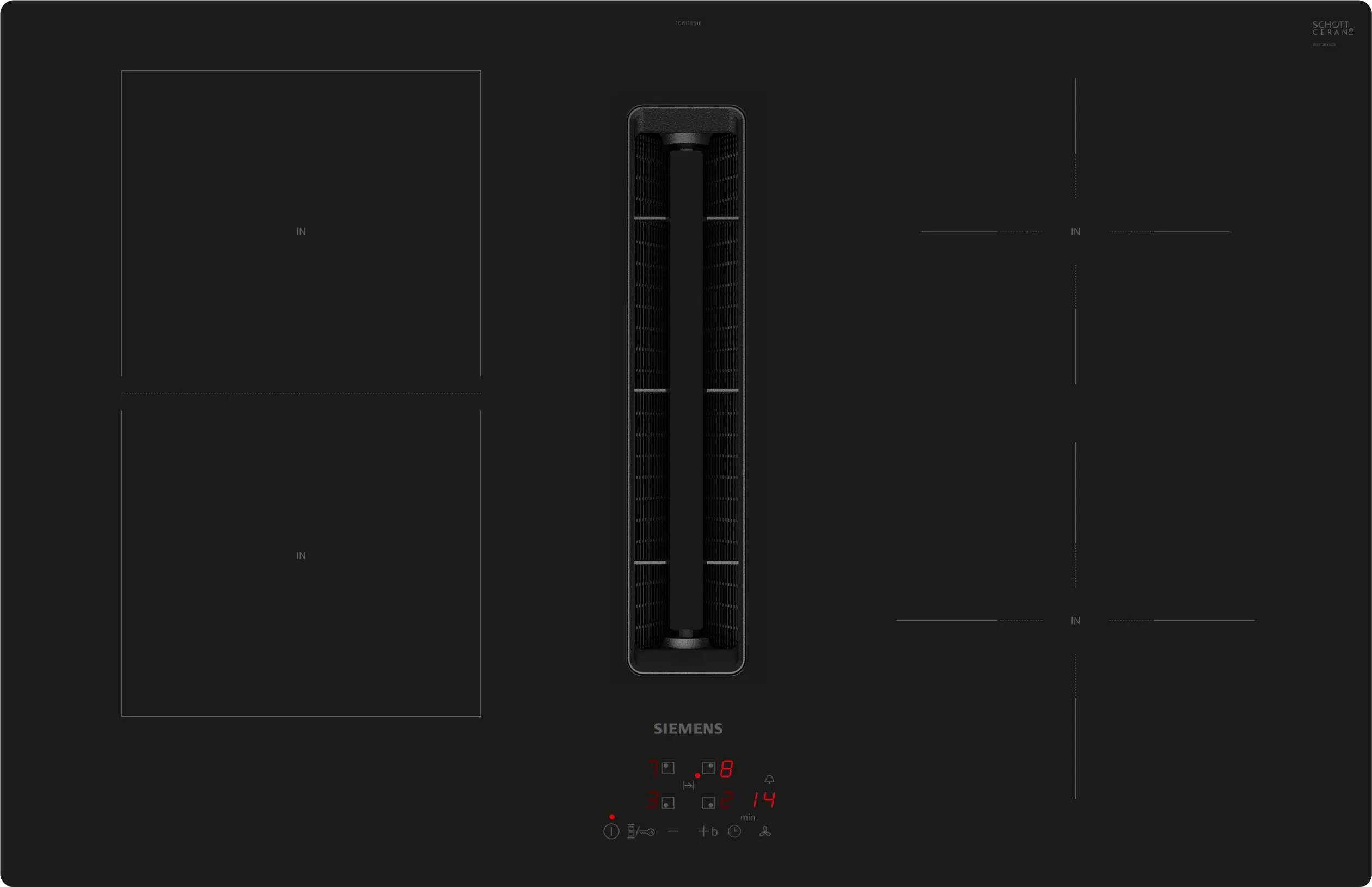  ED811BS16E, iQ300, Kochfeld mit Dunstabzug (Induktion), 80 cm, Rahmenlos aufliegend