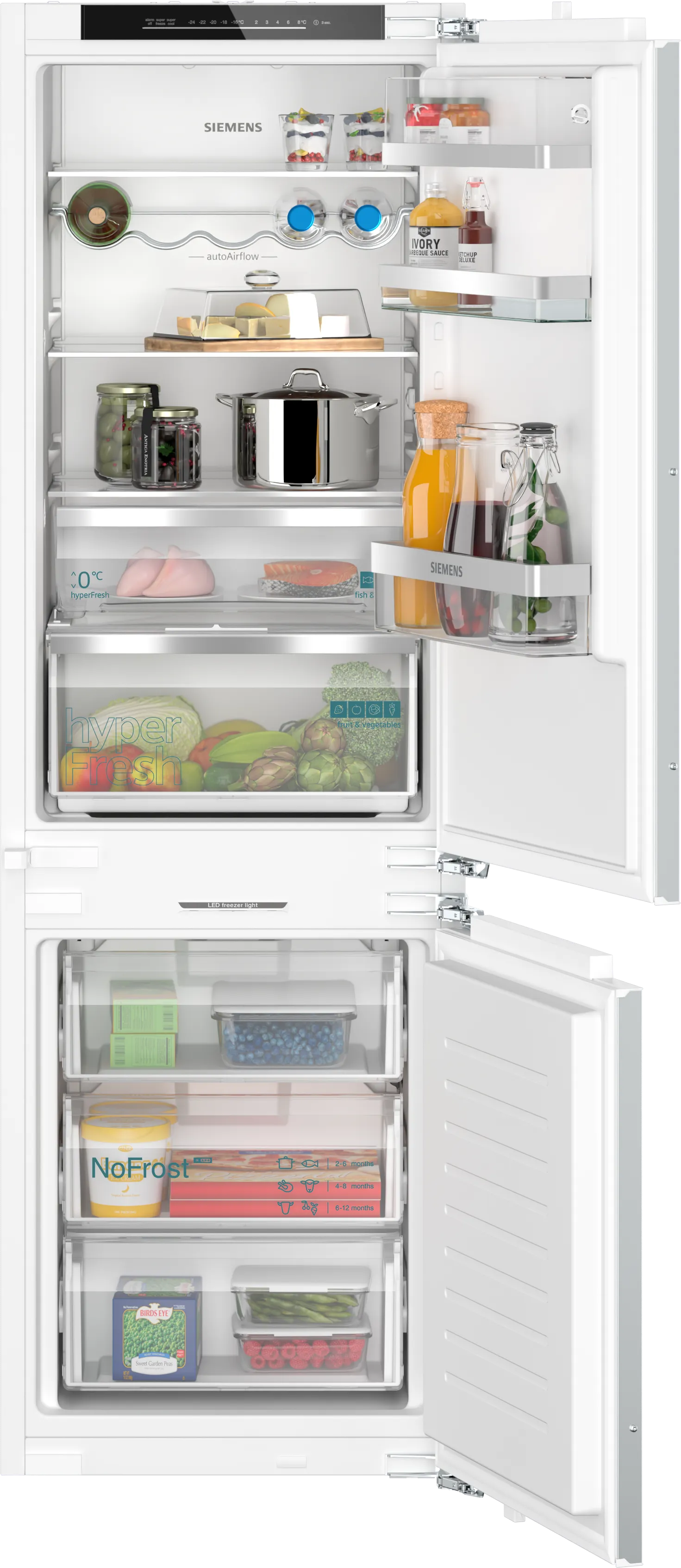  KI86NADD0, iQ500, Einbau-Kühl-Gefrier-Kombination mit Gefrierbereich unten, 177.2 x 55.8 cm, Flachscharnier mit Softeinzug