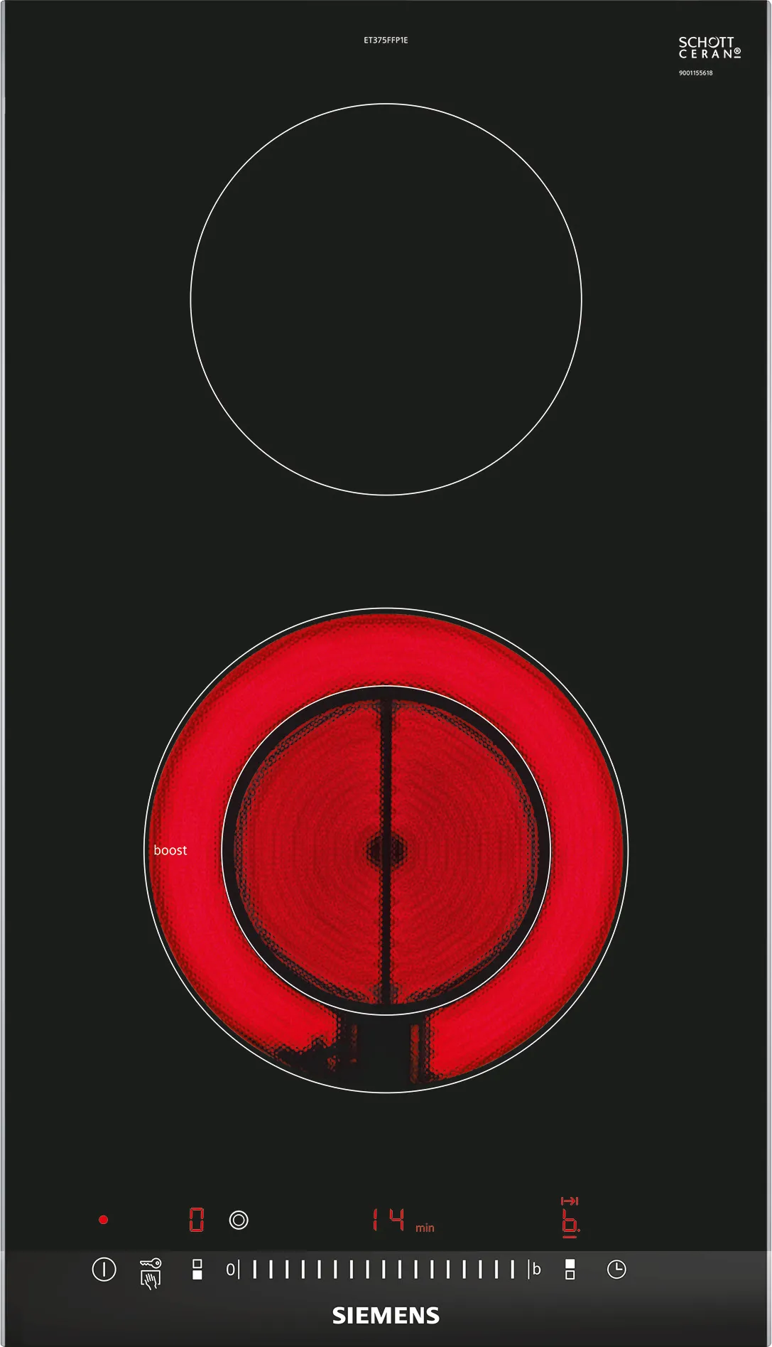  ET375FFP1E, iQ300, Domino-Kochfeld, Elektro, 30 cm, Schwarz, Mit Rahmen aufliegend
