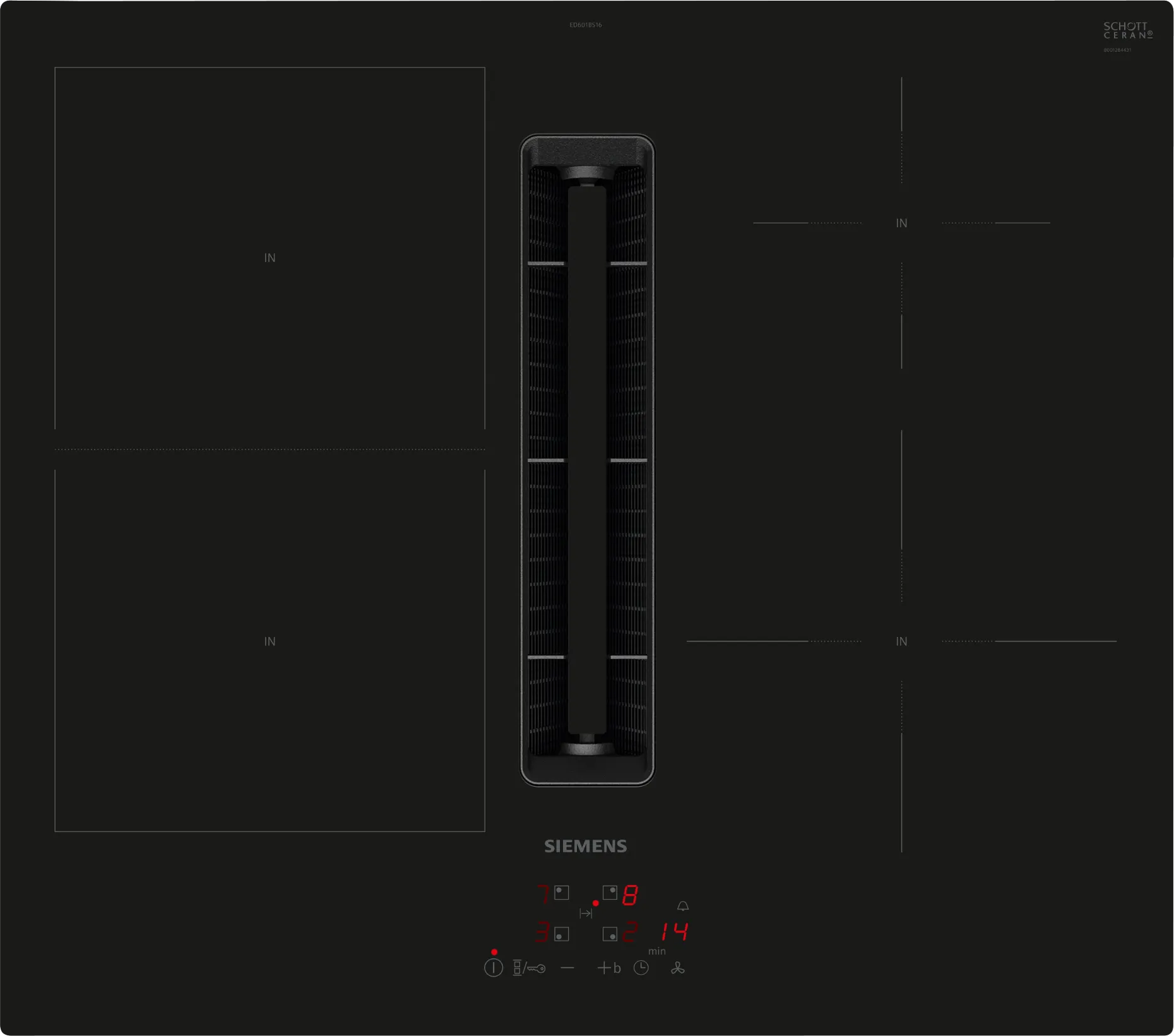  ED601BGA6, ED601BS16E + HZ9VDSB4, Kochfeld mit Dunstabzug (Induktion), Flachkanal