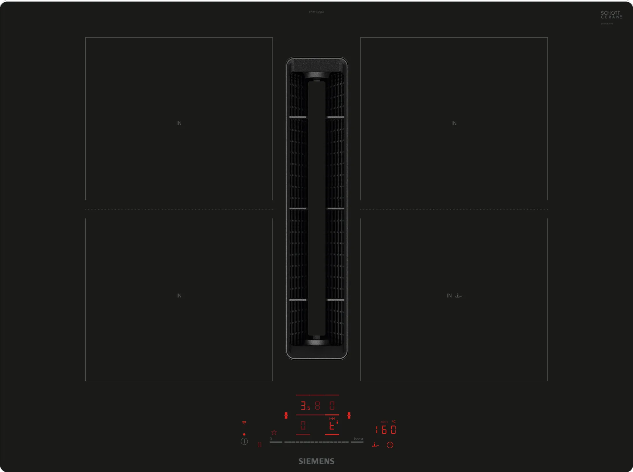  ED711HGA6, ED711HQ26E + HZ9VDSB4, Kochfeld mit Dunstabzug (Induktion), Flachkanal