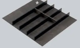 Design-Einsätze TECHNOIN, Holz mocca gemasert, Basisplatte C für 50er-60er Schubladen