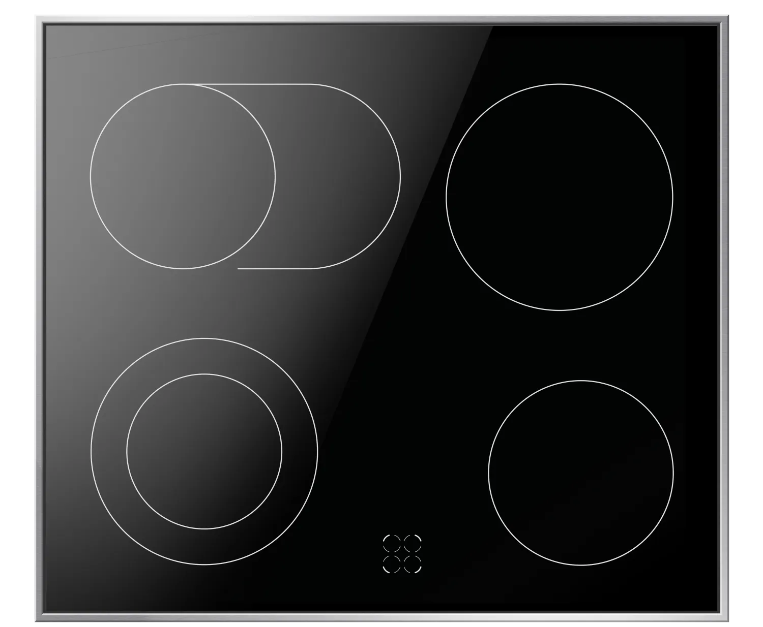 Herd-Set, Glaskeramik-Kochfeld-Edelstahlrahmen, X-type Design, Schwarz, 77l Herd-Set, Glaskeramik-Kochfeld-Edelstahlrahmen, X-type Design, Schwarz, 77l