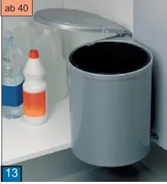 Türsammler, 13 Liter, rund, silbergrau 