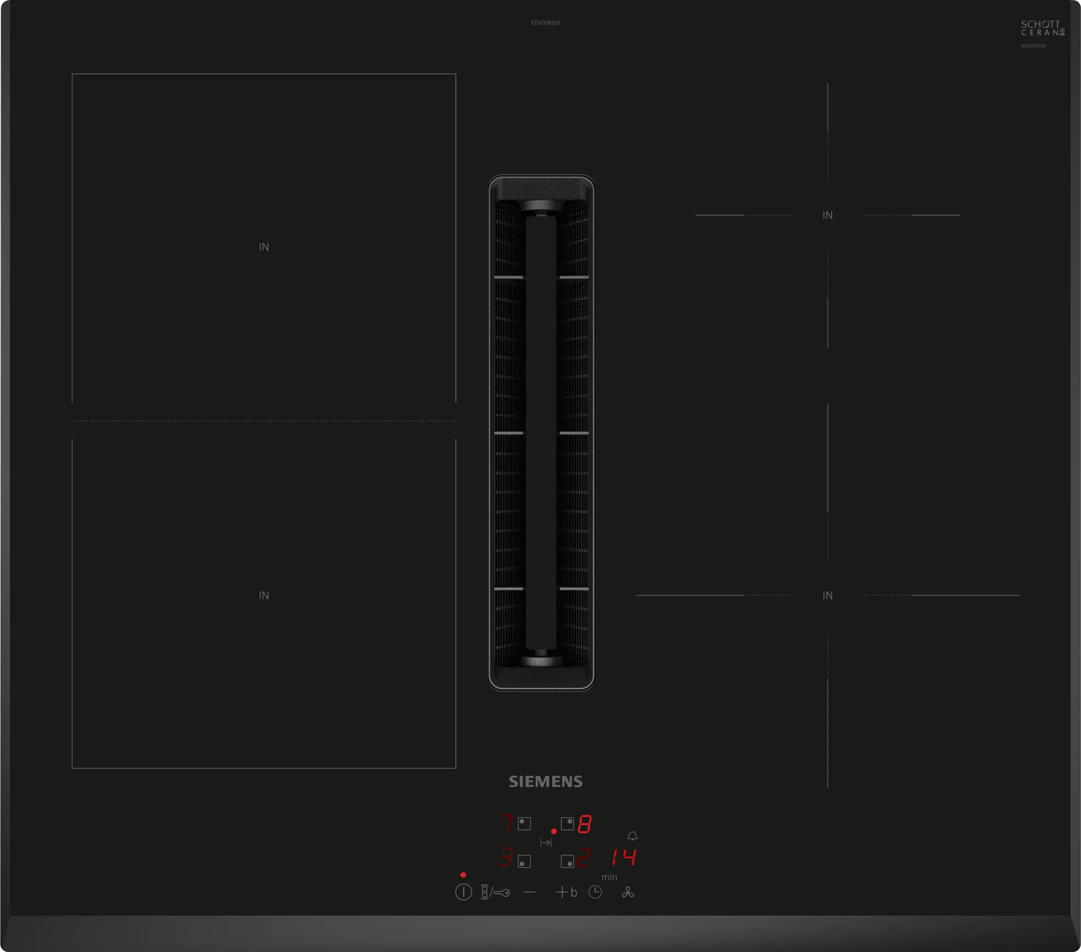  ED651BGA6, ED651BS16E + HZ9VDSB4, Kochfeld mit Dunstabzug (Induktion), Flachkanal