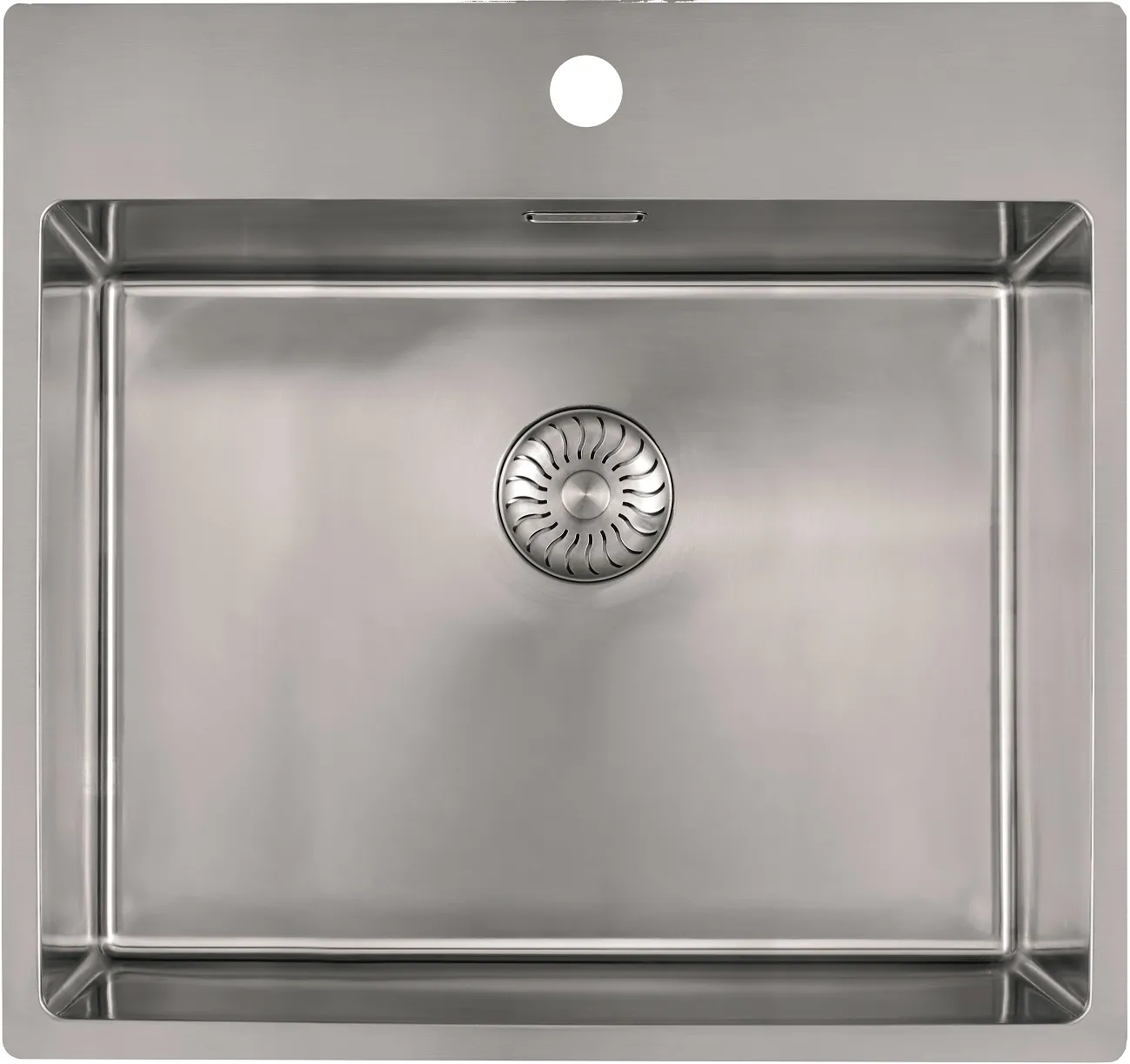 CARESSI CABLPP50KR10 Spüle mit Hahnbank, ab 60er Schrank, Edelstahl massiv