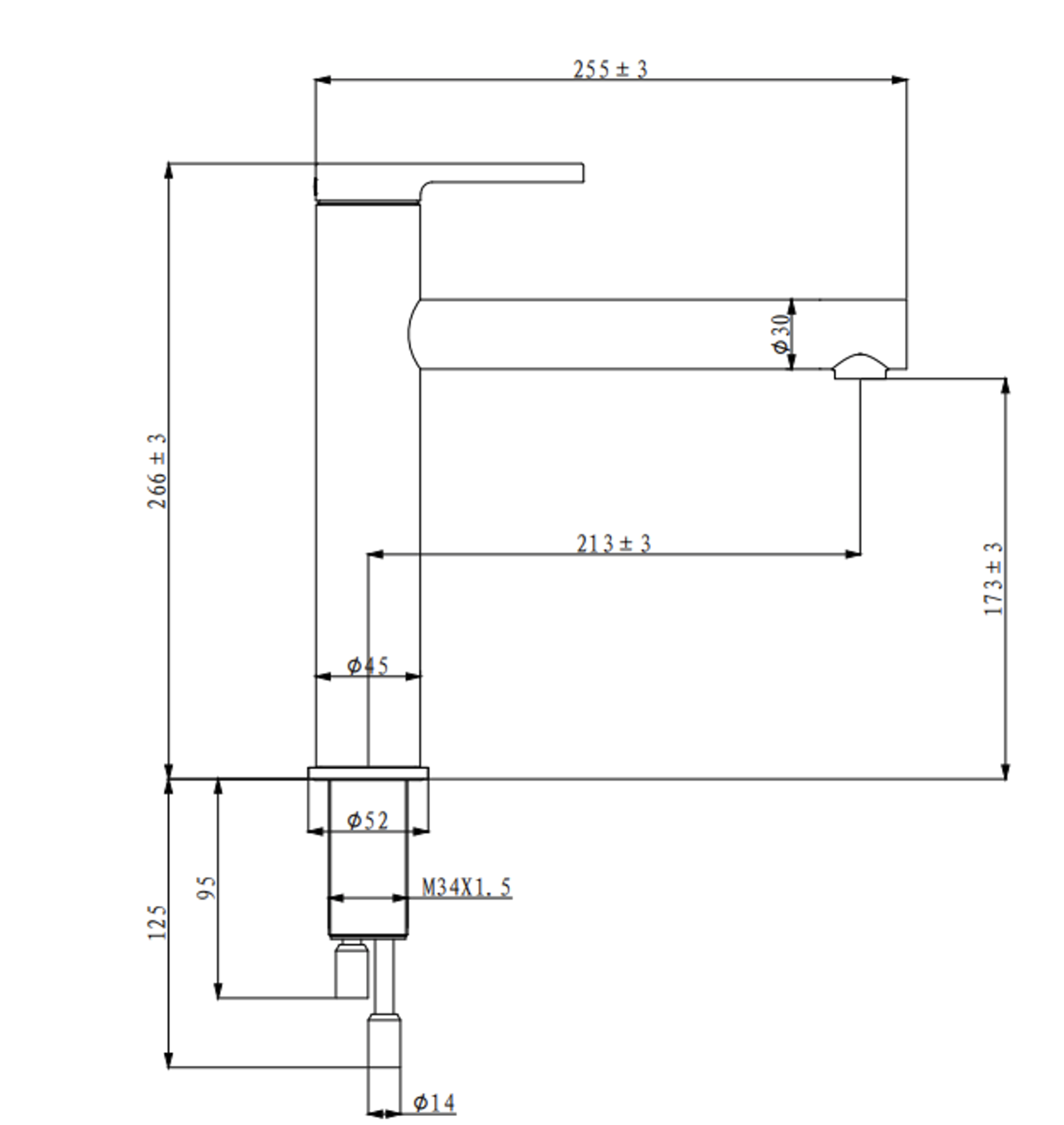 CARESSI Armatur 1116 U ECO, CA1116BK U ECO, schwarz