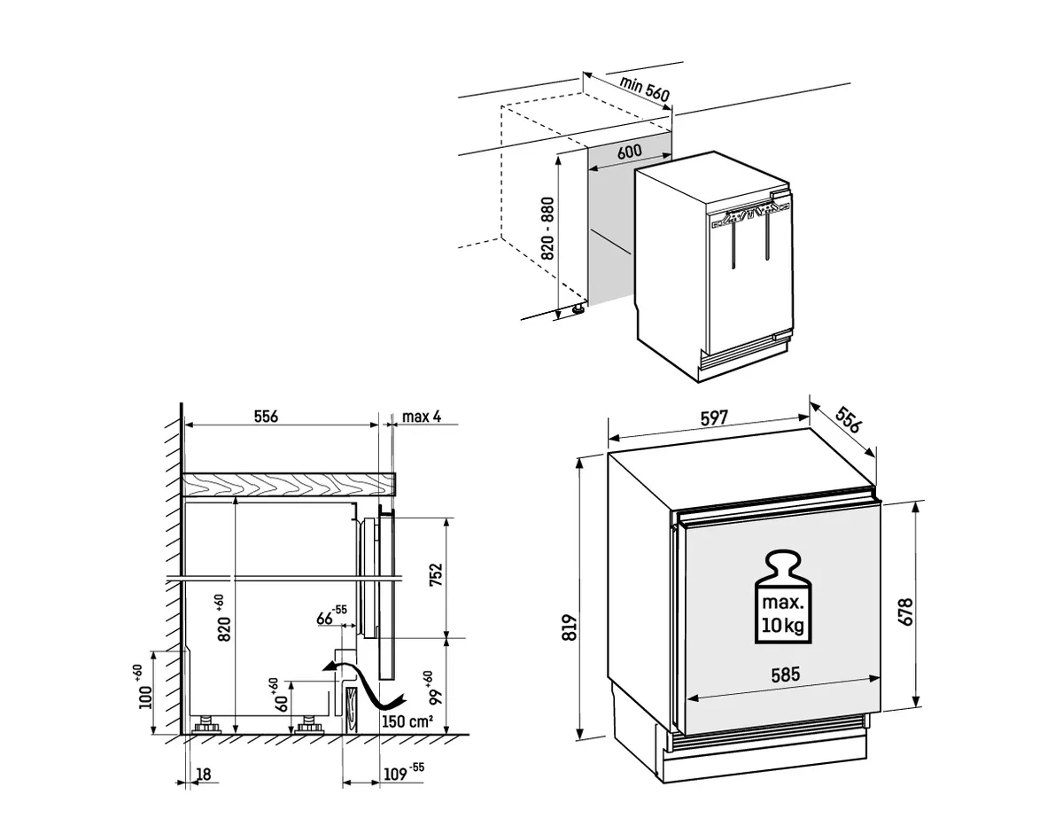DURd 3601-20, Dekorfähiger Unterbaukühlschrank DURd 3601-20, Dekorfähiger Unterbaukühlschrank