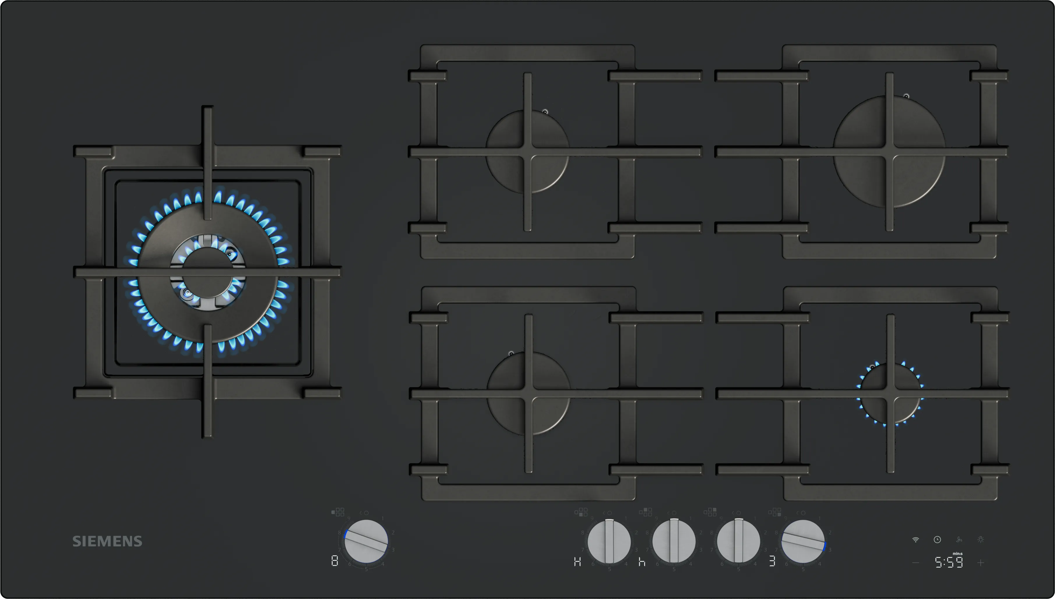 ER9A6SH40, iQ700, Gaskochfeld, 90 cm, Hartglas, Schwarz