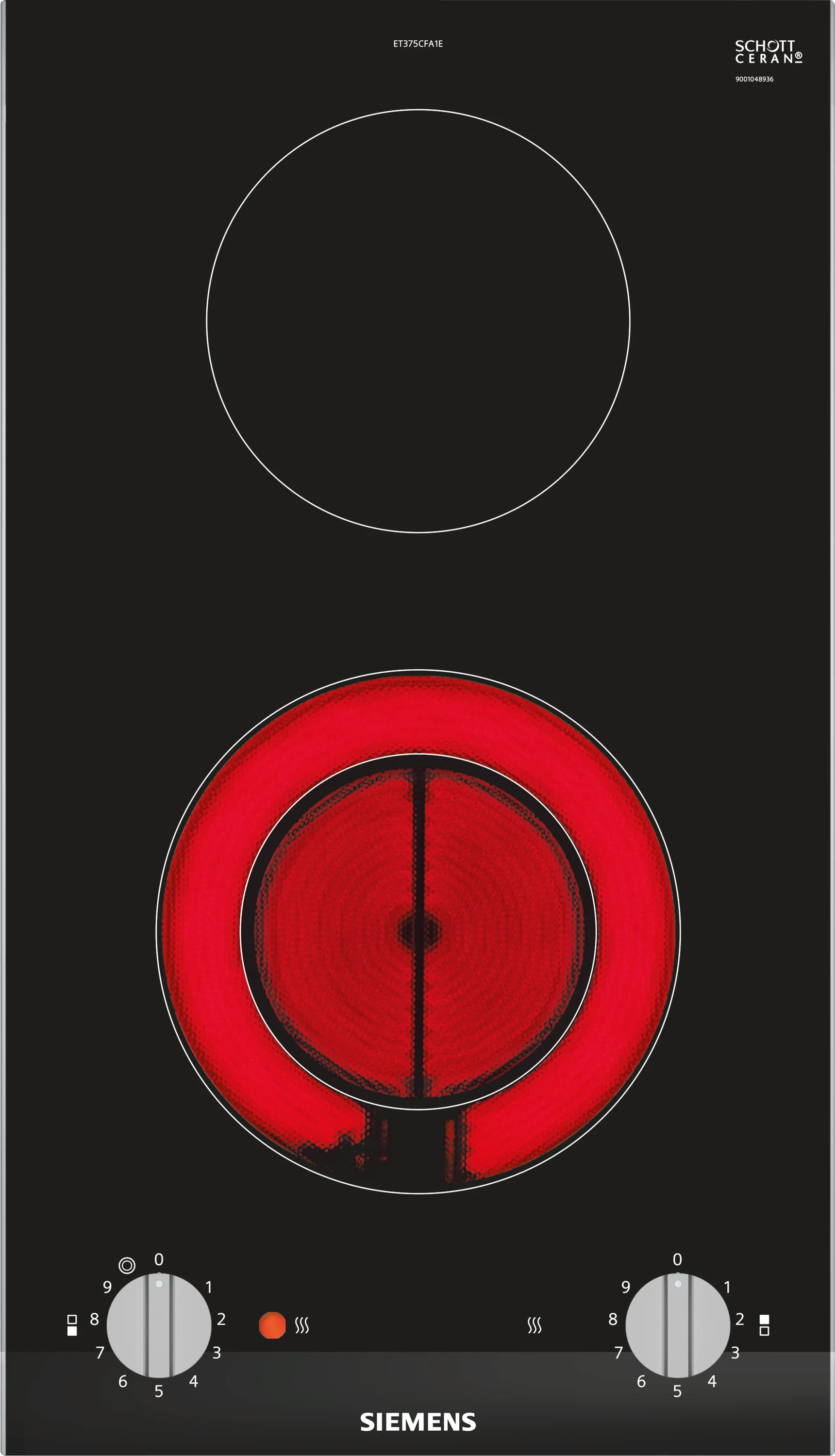  ET375CFA1E, iQ300, Domino-Kochfeld, Elektro, 30 cm, Schwarz, Mit Rahmen aufliegend