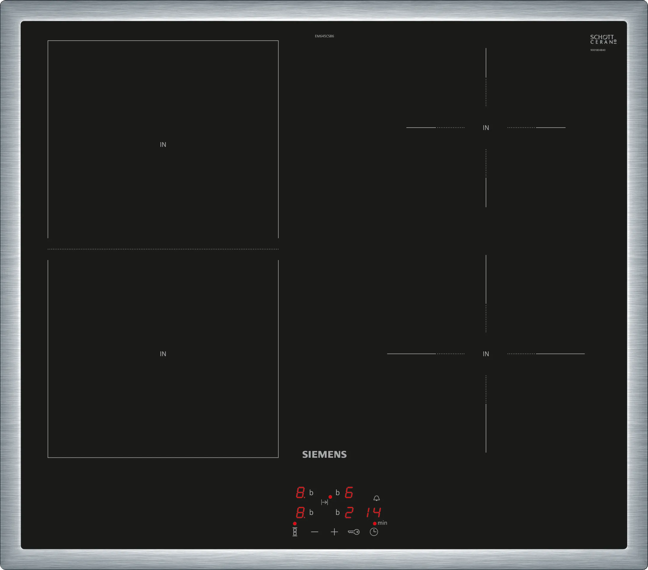  EM645CSB6E, iQ500, Induktionskochfeld, 60 cm, herdgesteuert, Schwarz, Mit Rahmen aufliegend