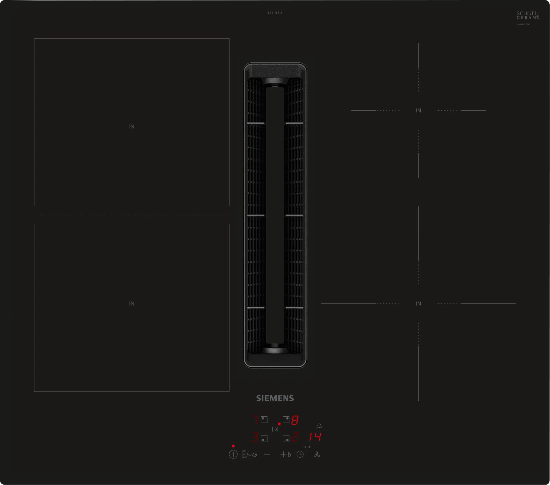  ED611BS16E, iQ300, Kochfeld mit Dunstabzug (Induktion), 60 cm, Rahmenlos aufliegend