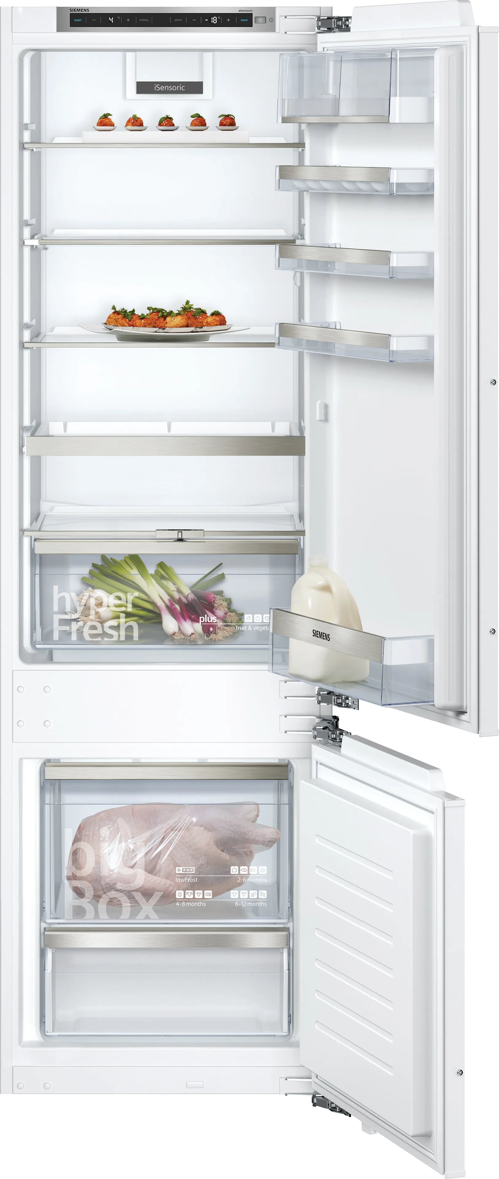  KI87SADD0, iQ500, Einbau-Kühl-Gefrier-Kombination mit Gefrierbereich unten, 177.2 x 55.8 cm, Flachscharnier mit Softeinzug