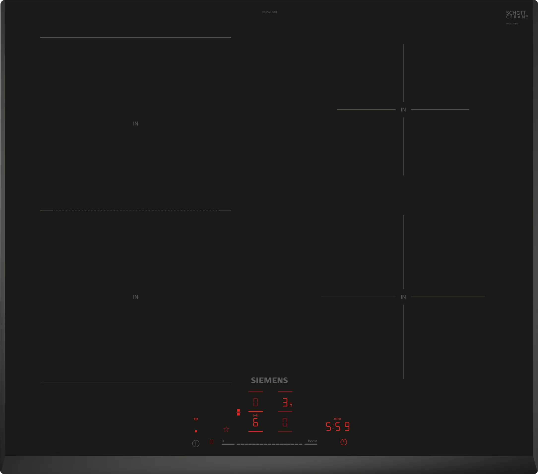 ED65KHSB1E, iQ500, Induktionskochfeld, 60 cm, Schwarz, Rahmenlos aufliegend