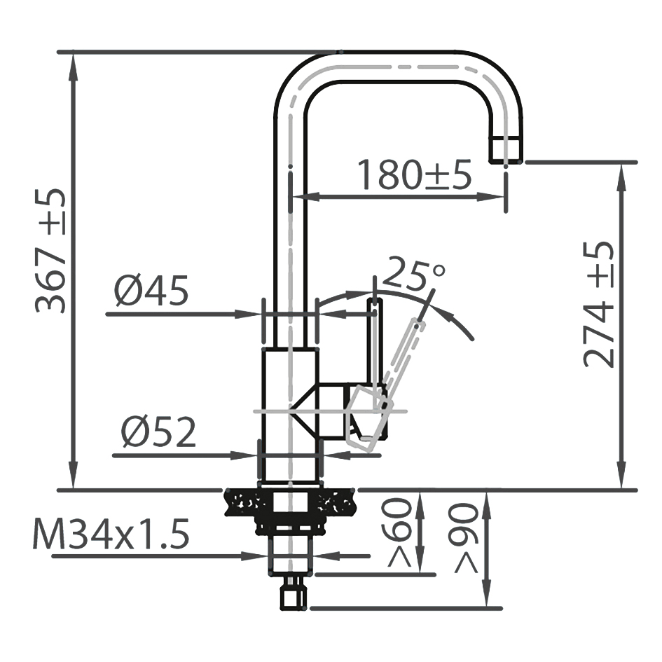 CARESSI Armatur 001 ECO, CABL001BK ECO, schwarz