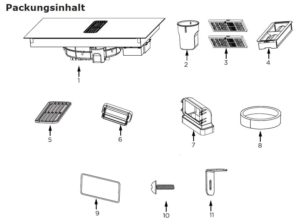 Autarker Muldenlüfter, 80 cm, rahmenlos, 4 Induktionszonen - 2 Bridges, max Gebläseleistung 598m³-h, EEK A, inkl. Kohlefilter, Adapter Autarker Muldenlüfter, 80 cm, rahmenlos, 4 Induktionszonen - 2 Bridges, max Gebläseleistung 598m³-h, EEK A, inkl. Kohlefilter, Adapter