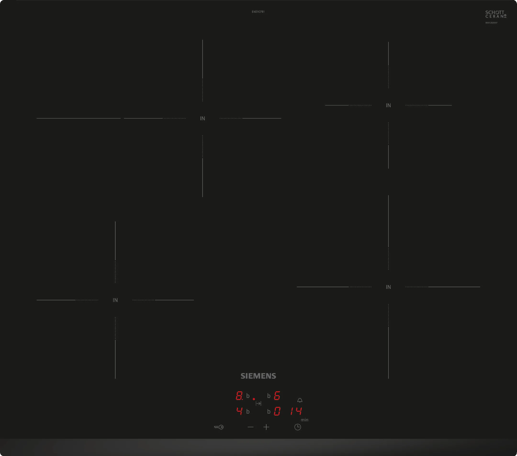  EI631CFB1E, iQ300, Induktionskochfeld, 60 cm, herdgesteuert, Schwarz, Rahmenlos aufliegend