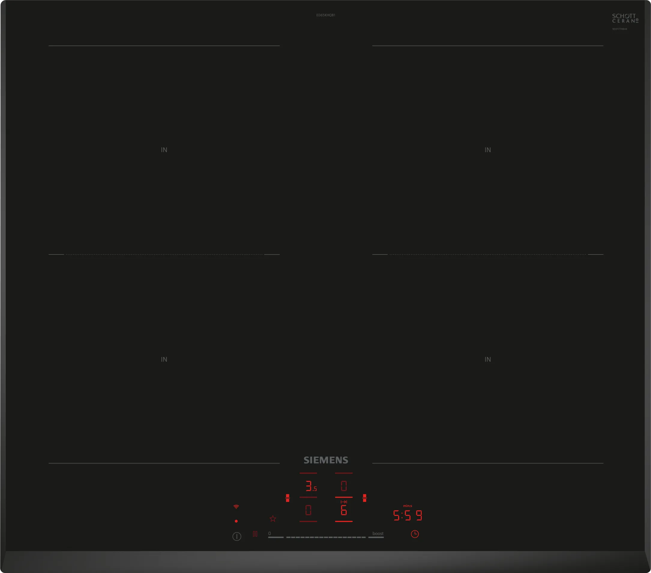  ED65KHQB1E, iQ500, Induktionskochfeld, 60 cm, Schwarz, Rahmenlos aufliegend