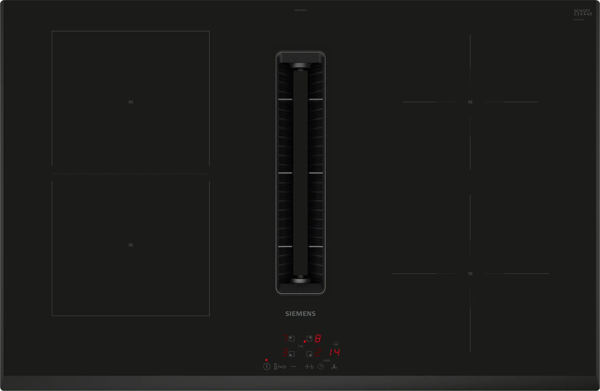  ED851BGA6, ED851BS16E + HZ9VDSB4, Kochfeld mit Dunstabzug (Induktion), Flachkanal