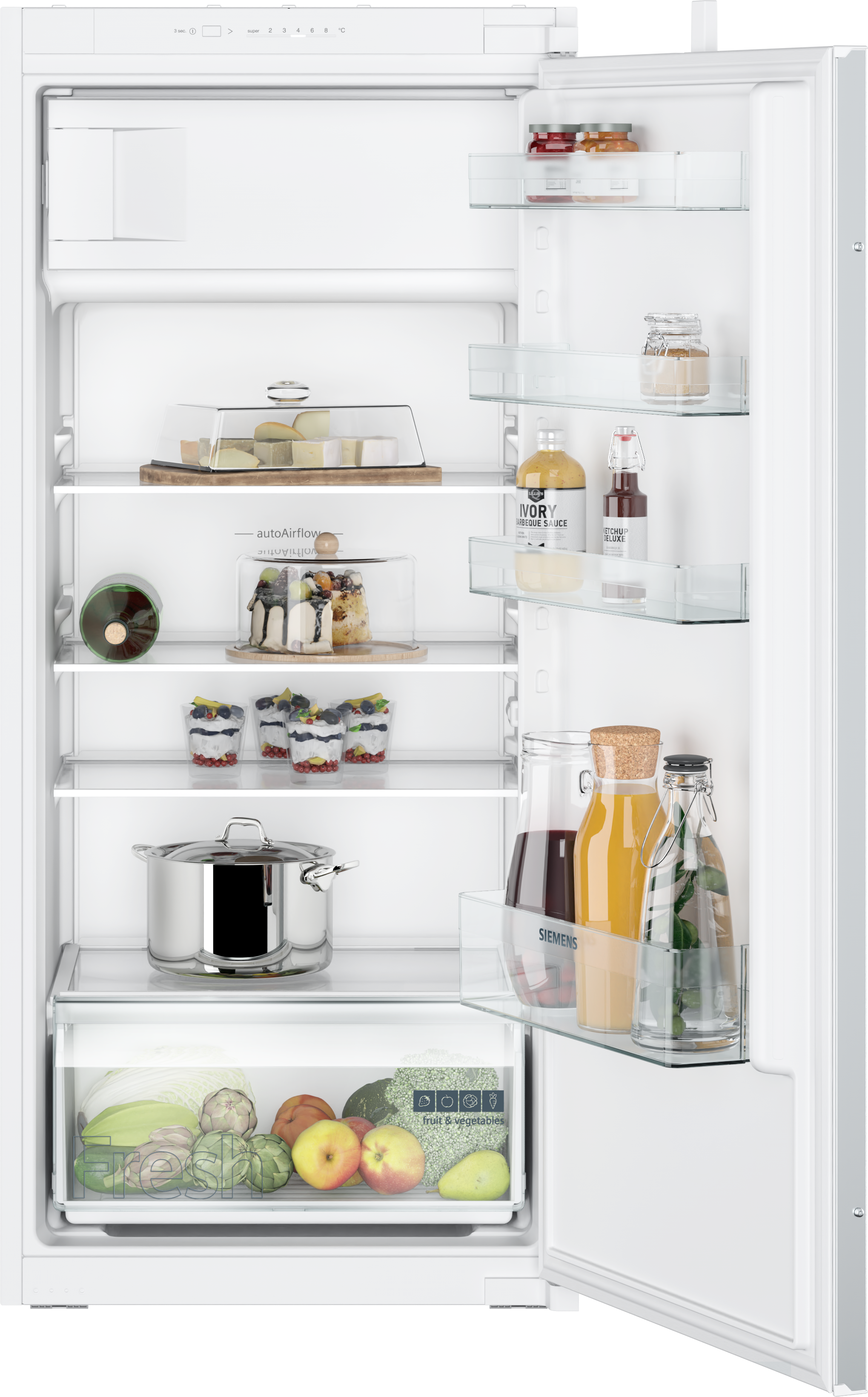  KI42LNSE0, iQ100,  Einbau-Kühlschrank mit Gefrierfach,  122.5 x 56 cm,  Schleppscharnier