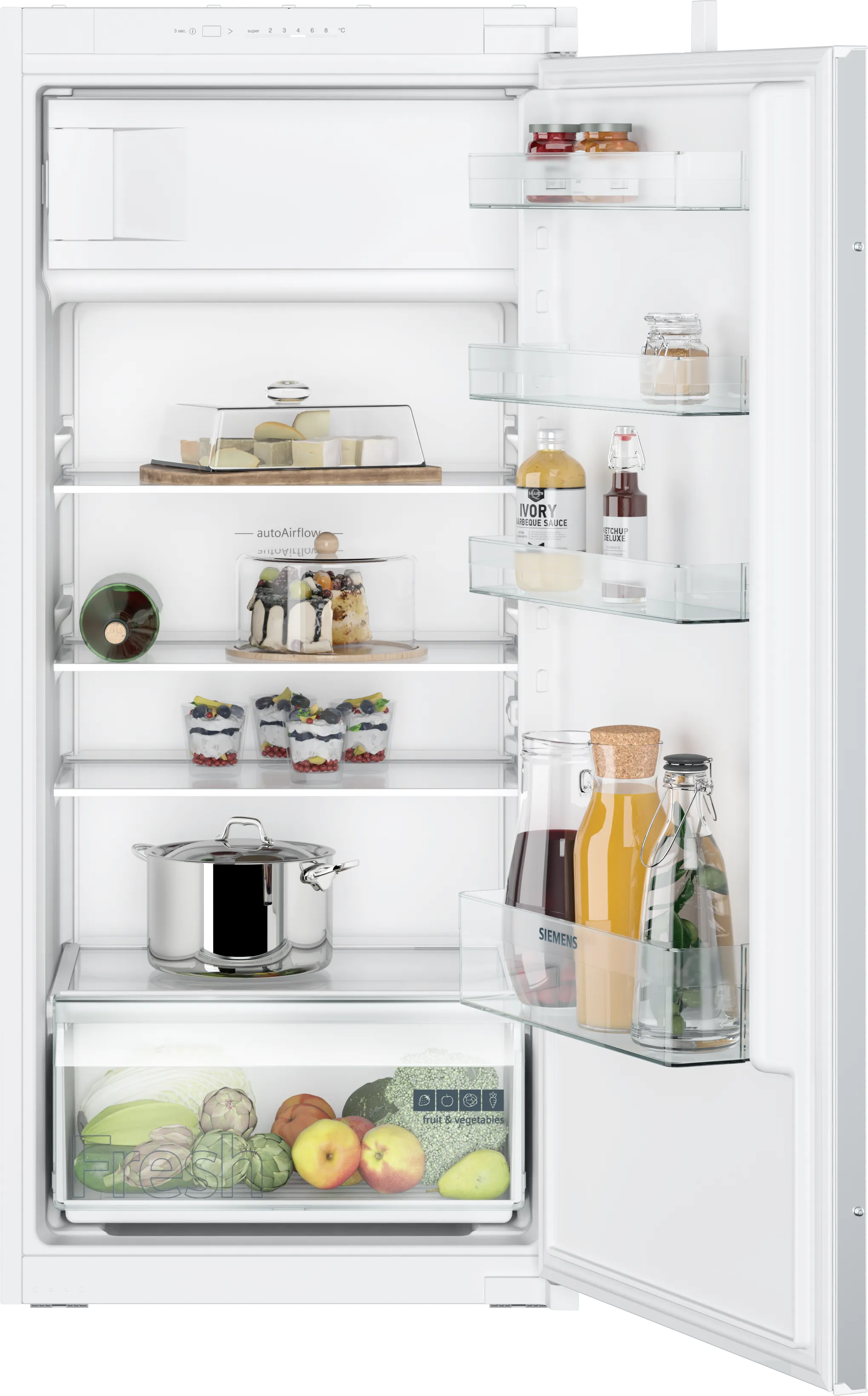  KI42LNSE0, iQ100, Einbau-Kühlschrank mit Gefrierfach, 122.5 x 56 cm, Schleppscharnier