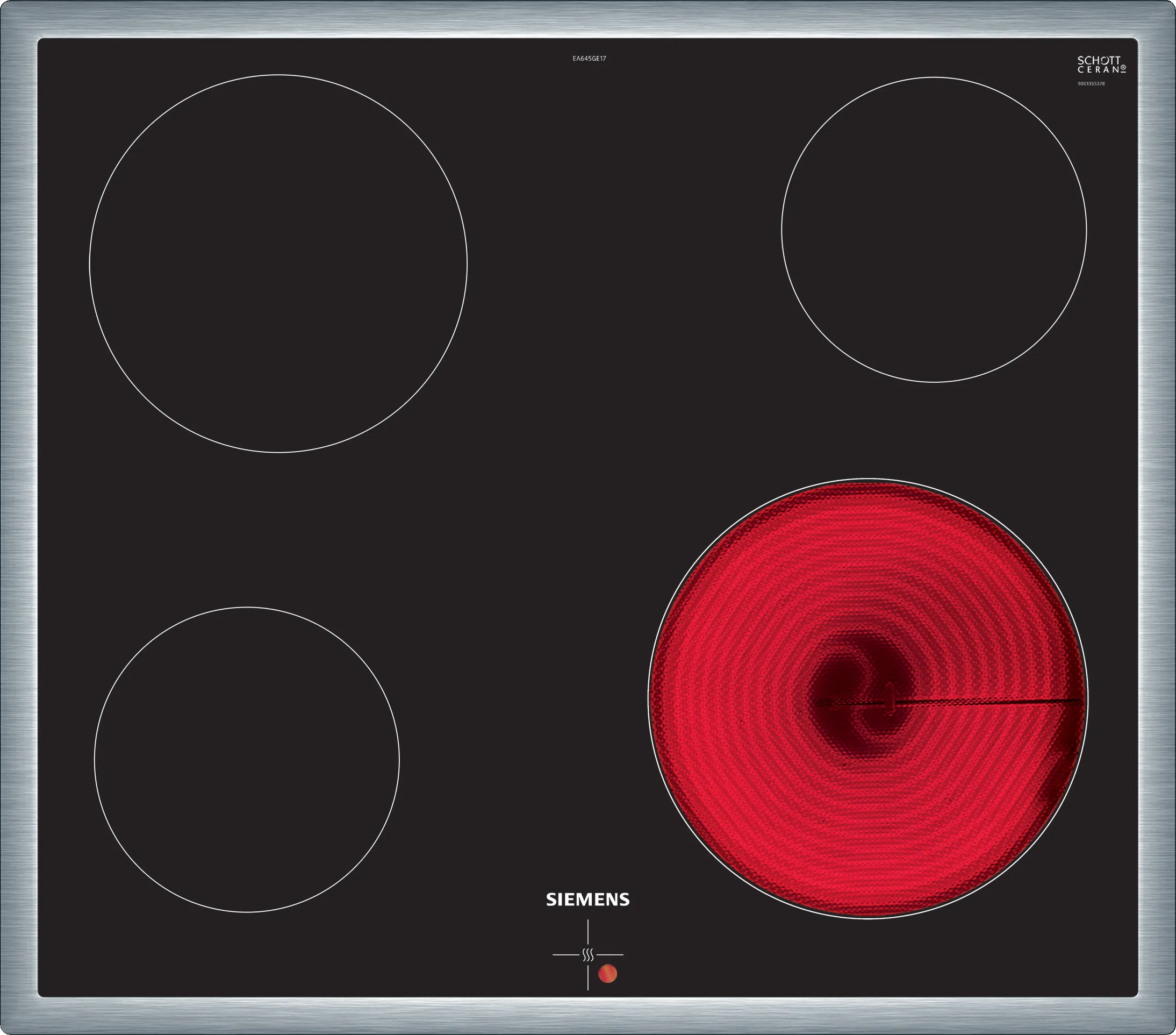  EA645GE17, iQ100, Elektro-Kochfeld, 60 cm, herdgesteuert, Schwarz, Mit Rahmen aufliegend