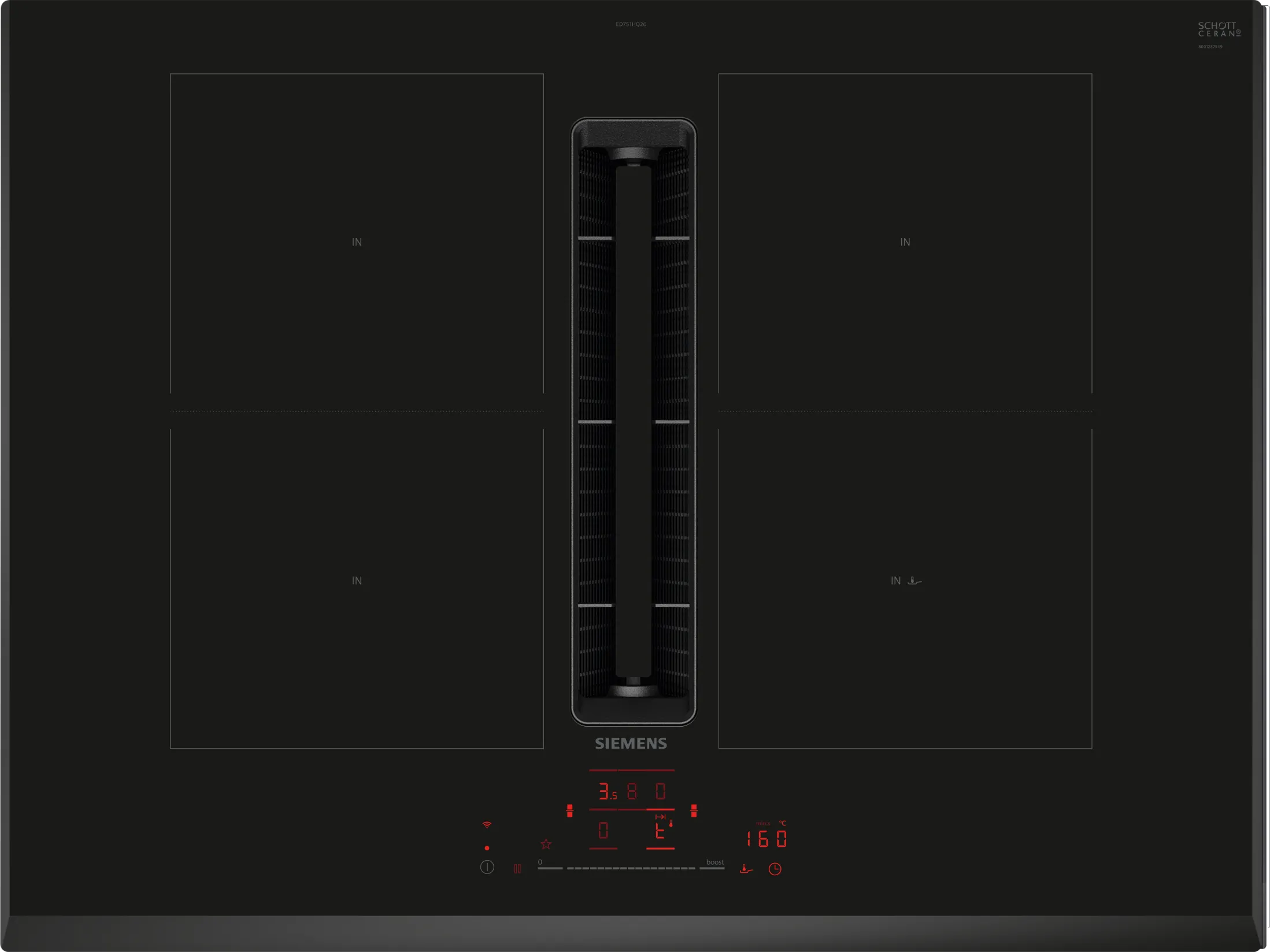  ED751HGA6, ED751HQ26E + HZ9VDSB4, Kochfeld mit Dunstabzug (Induktion), Flachkanal