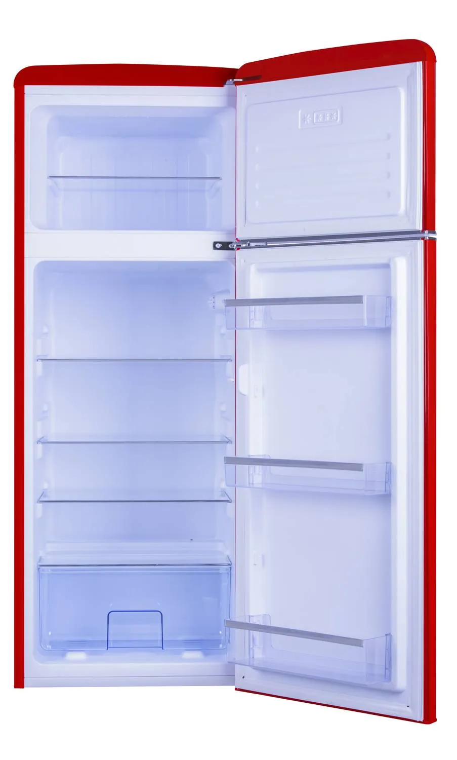 Kühl--Gefrierkombination im Retro Design, 144 cm Höhe, chili red Kühl--Gefrierkombination im Retro Design, 144 cm Höhe, chili red
