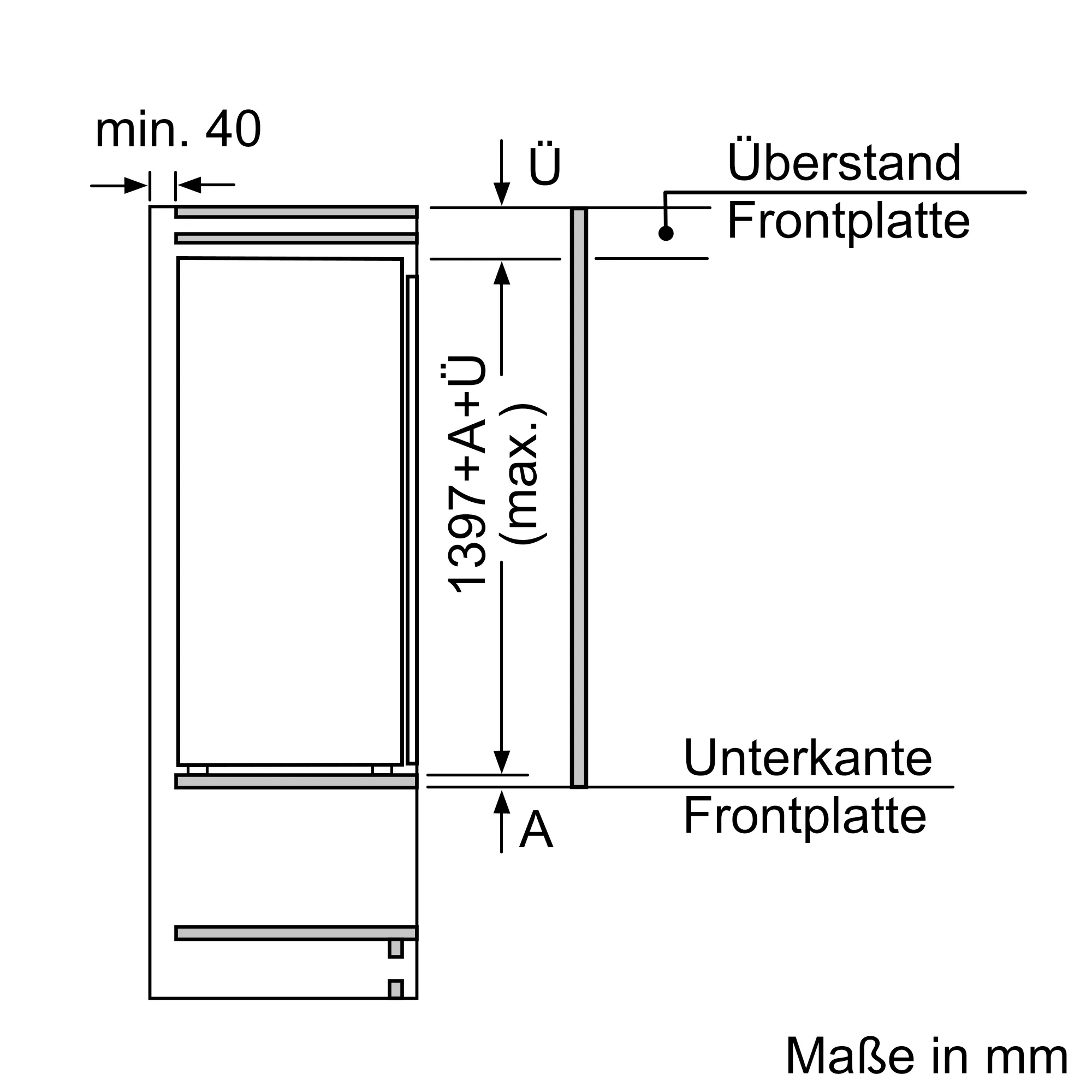  KI51FADE0, iQ700, Einbau-Kühlschrank, 140 x 56 cm, Flachscharnier mit Softeinzug
