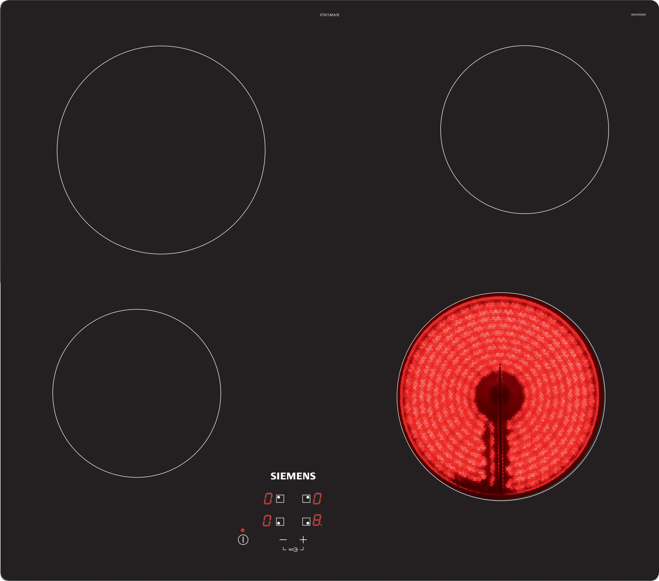 ET611AEA1E, iQ100, Elektro-Kochfeld, 60 cm, Schwarz, Rahmenlos aufliegend