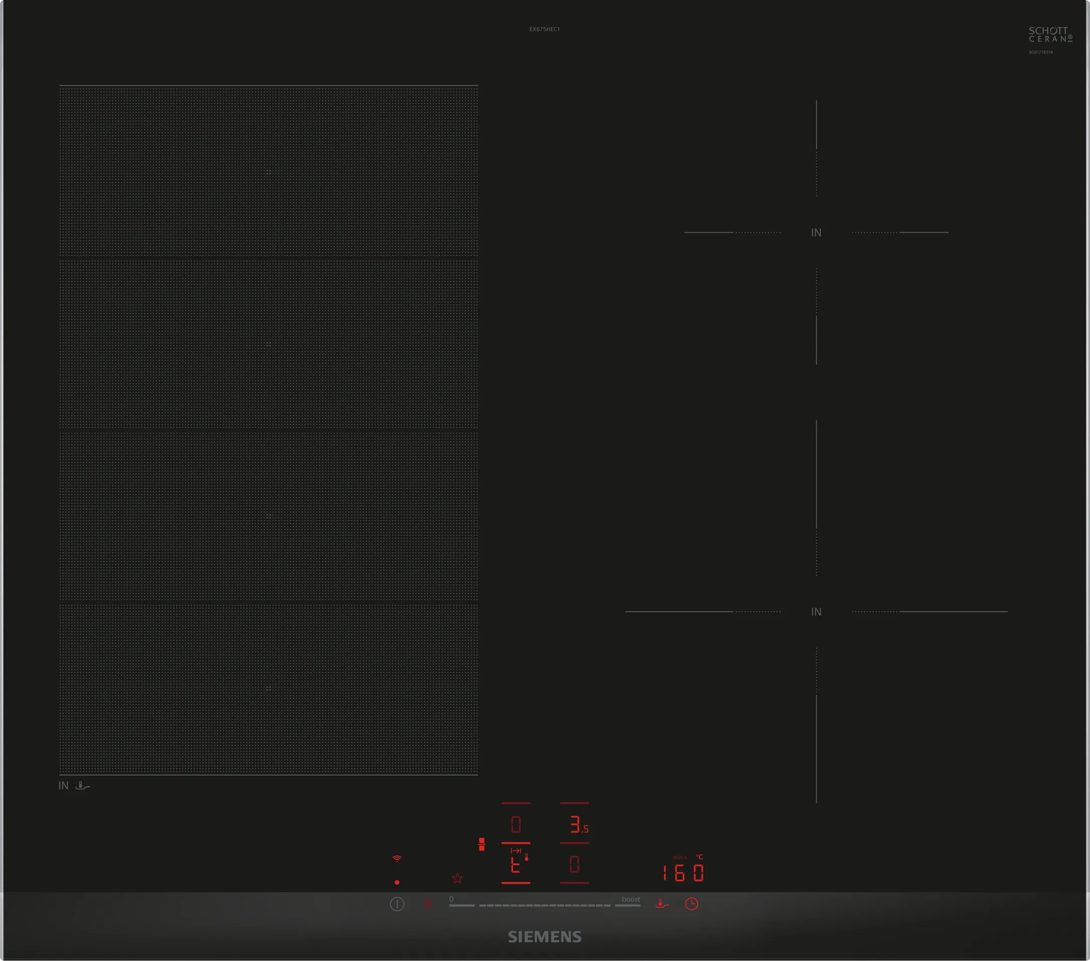  EX675HEC1E, iQ700, Induktionskochfeld, 60 cm, Schwarz, Mit Rahmen aufliegend