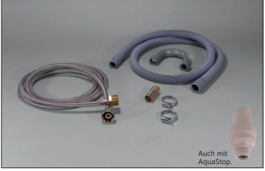 Ab- und Zulaufschlauch-Verlängerungs-Set mit AquaStop, 2 m, ¾“, Panzerschlauch 