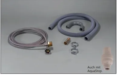 Ab- und Zulaufschlauch-Verlängerungs-Set mit AquaStop, 2 m, ¾“, Panzerschlauch 