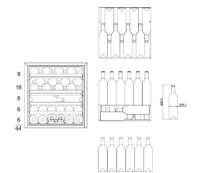 Einbau-Weintemperierschrank, X-Type Design, schwarz Einbau-Weintemperierschrank, X-Type Design, schwarz