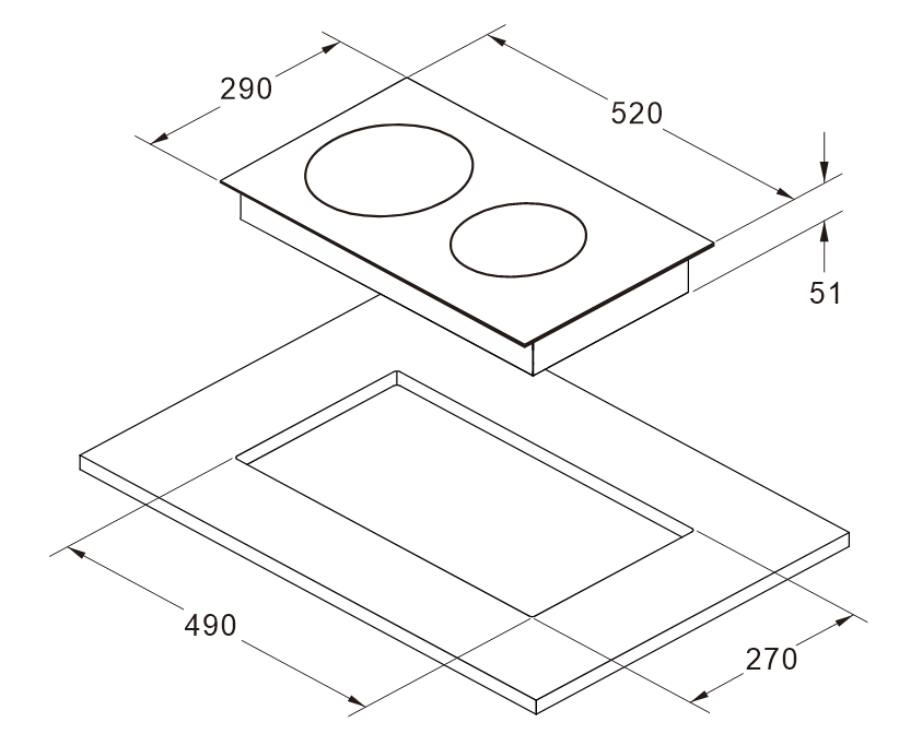 PKM Glaskeramik-Doppelkochplatte EB-GK2KG PKM Glaskeramik-Doppelkochplatte EB-GK2KG