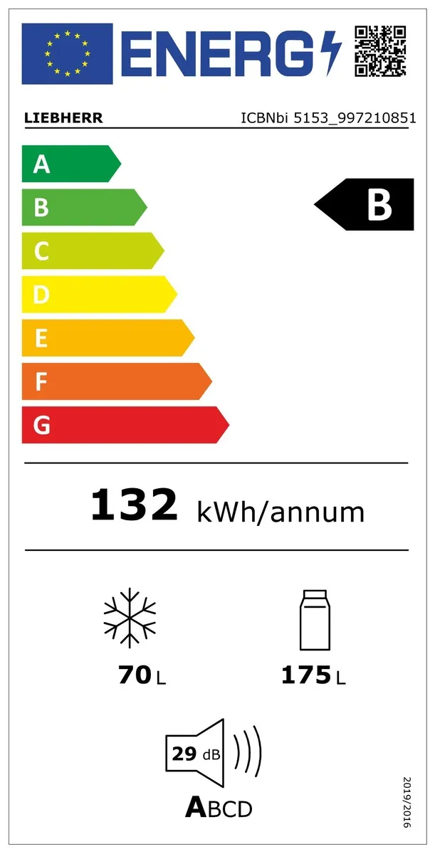 ICBNbi 5153-20, Integrierbare Kühl-Gefrierkombination mit BioFresh und NoFrost