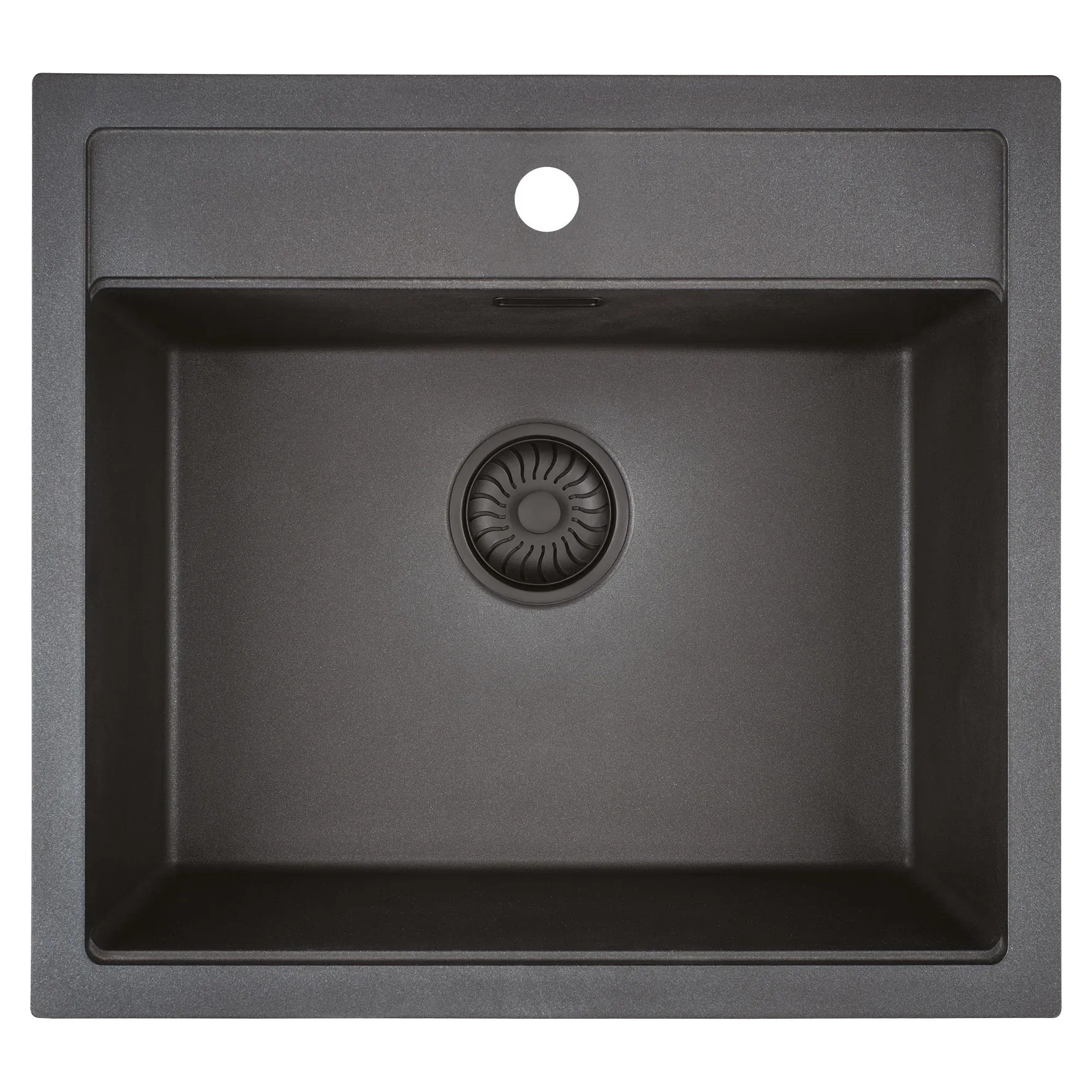 CARESSi CAGR50KRBK-TU Einzelbecken 60er tiefschwarz mit Hahnbank