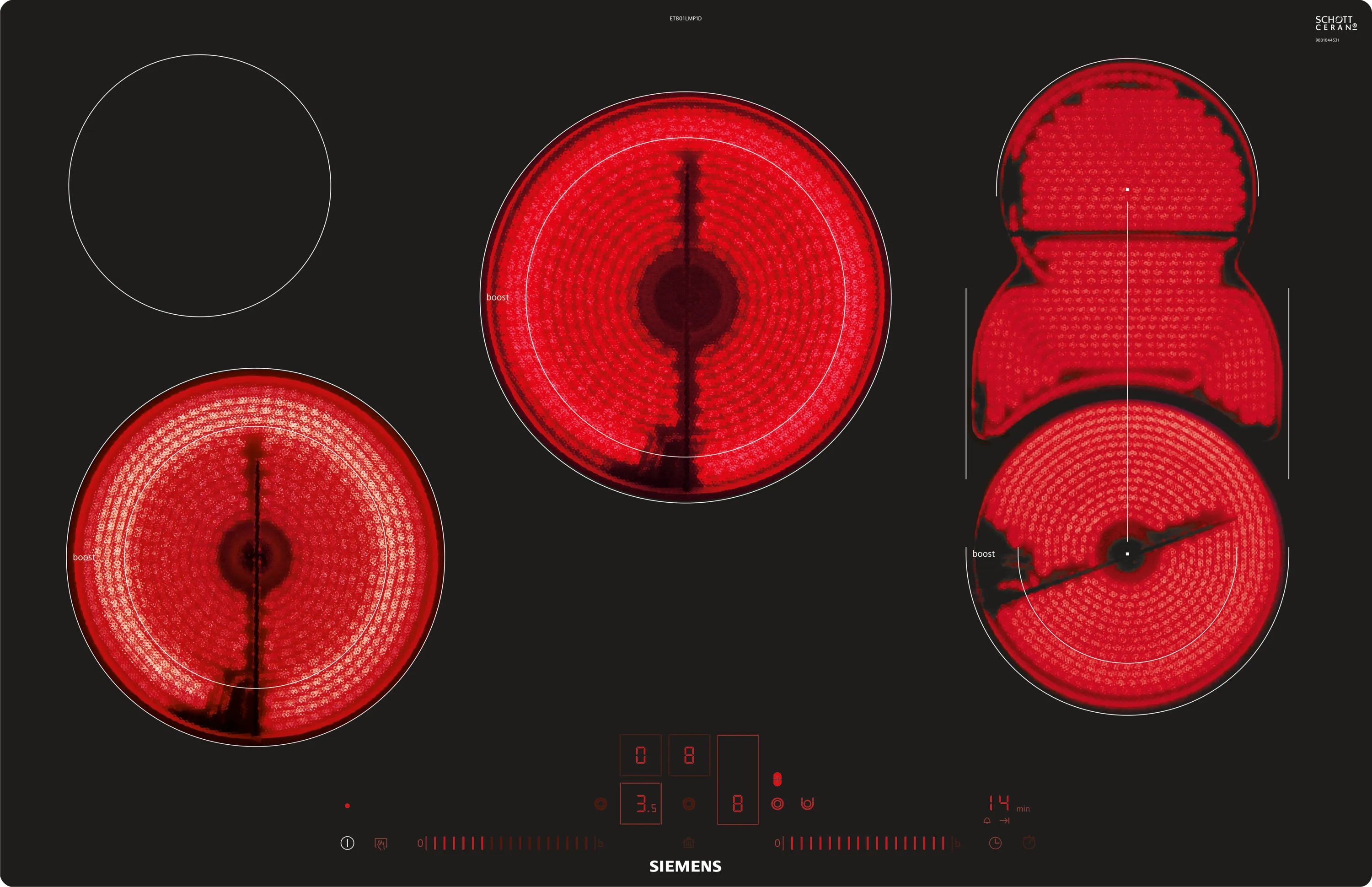  ET801LMP1D, iQ500, Elektro-Kochfeld, 80 cm, Schwarz, flächenbündig (integriert)