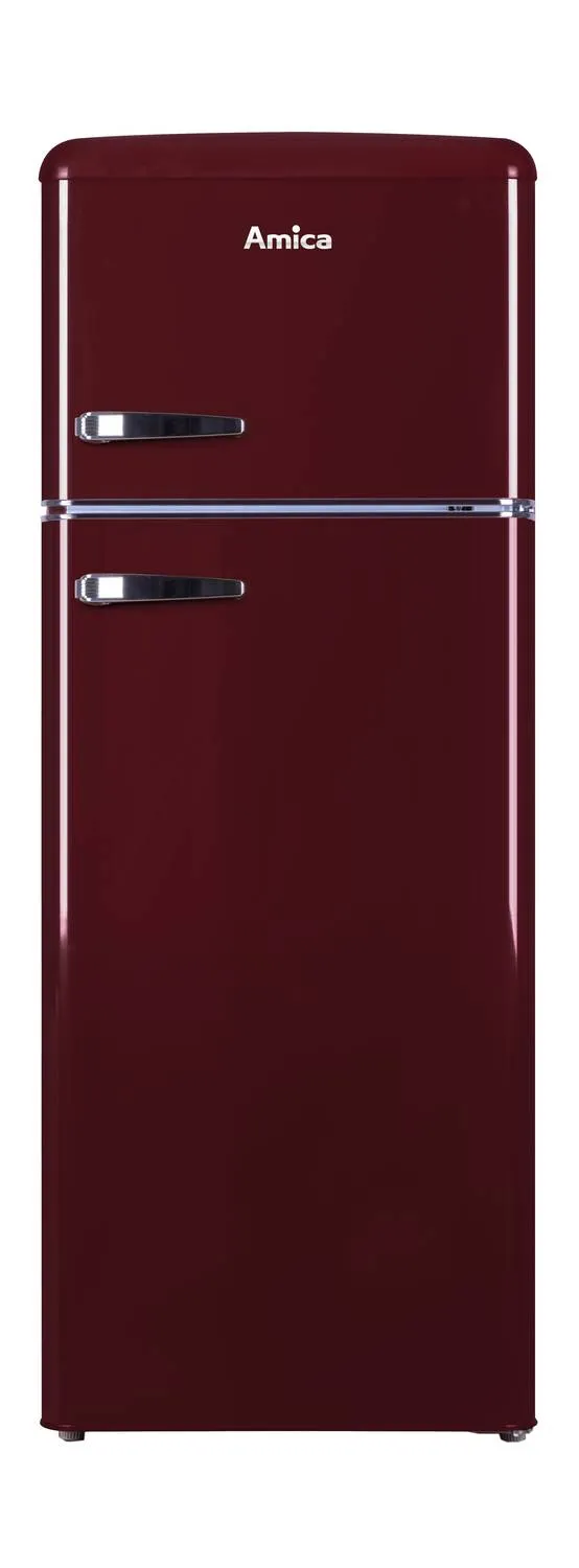Kühl--Gefrierkombination im Retro Design, 144 cm Höhe, wine red Kühl--Gefrierkombination im Retro Design, 144 cm Höhe, wine red