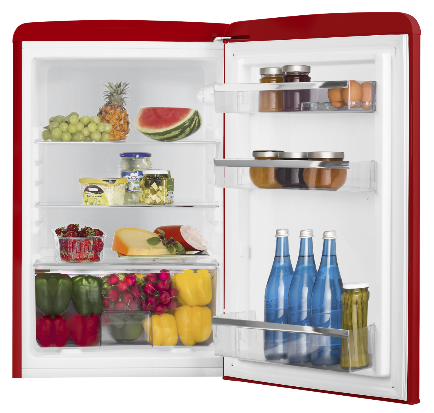 Vollraum-Kühlschrank im Retro Design, 88 cm Höhe, chili red
