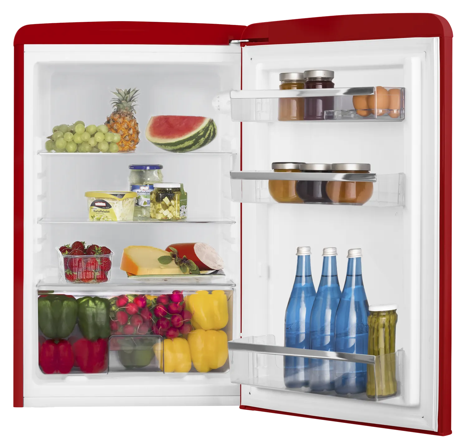 Vollraum-Kühlschrank im Retro Design, 88 cm Höhe, chili red