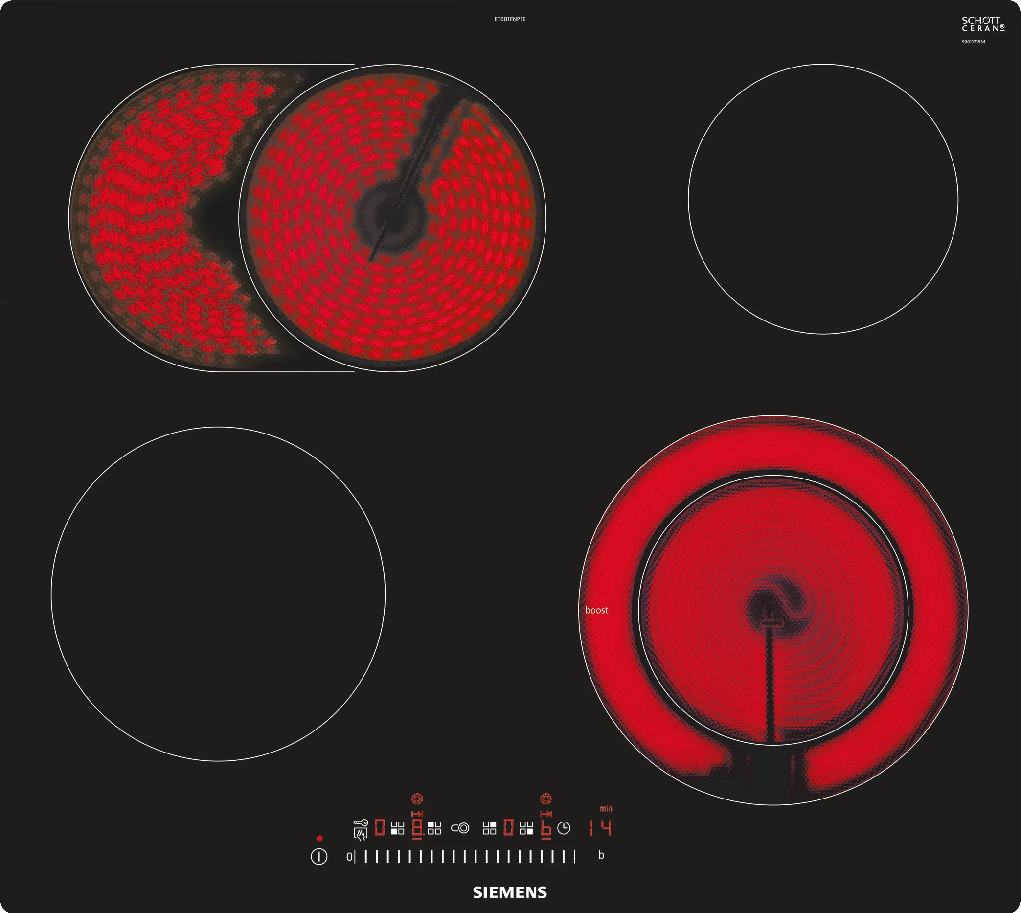  ET601FNP1E, iQ300, Elektro-Kochfeld, 60 cm, Schwarz, flächenbündig (integriert)