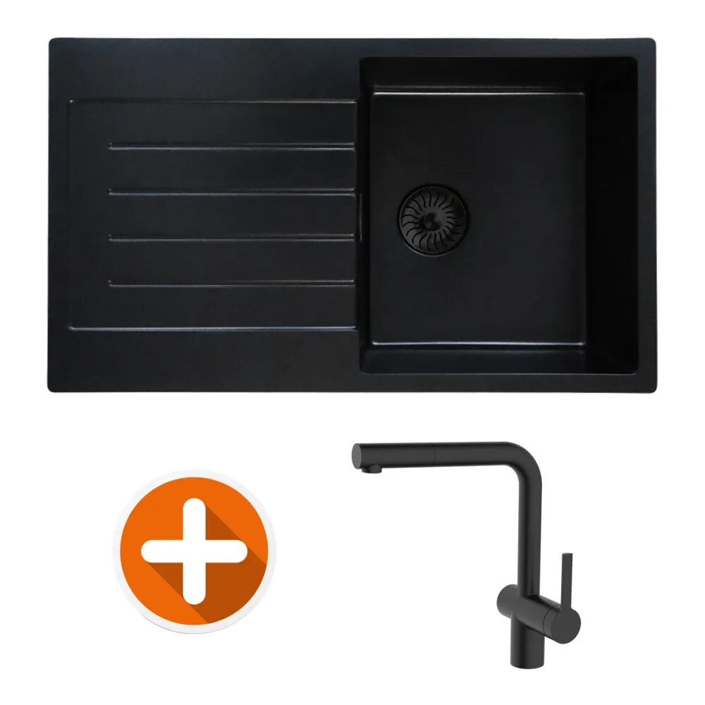 Granit Spülenset 770 76x45cm mit Armatur und