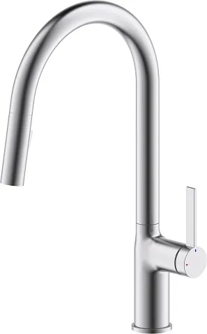 AMARI Küchenarmatur, HD, steelfinish, U-Auslauf mit Auszugsbrause 
