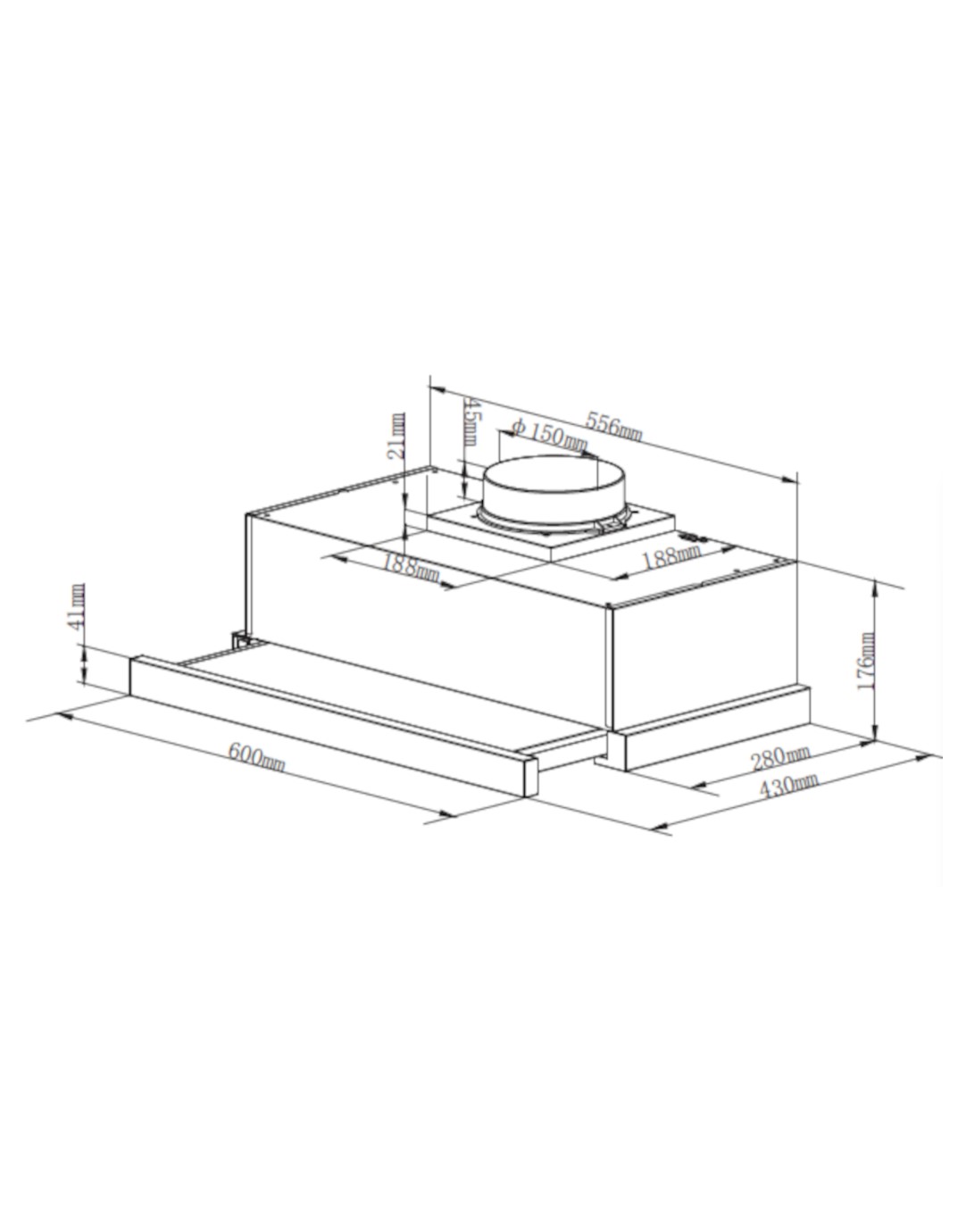 PKM Einbau-Dunstabzugshaube UBH6002-2H, ausziehbar